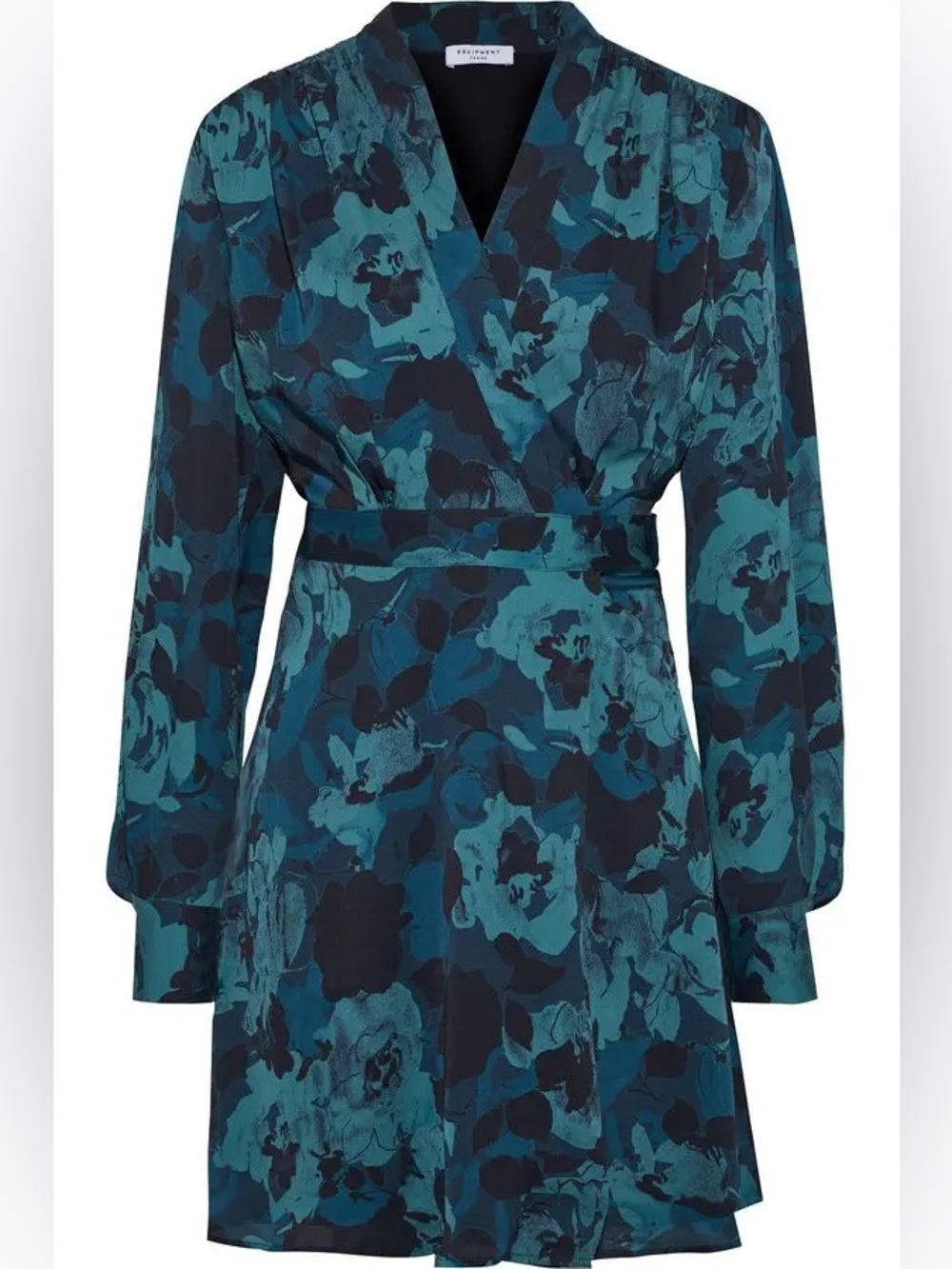 Equipment. Allaire Wrap-Effect Floral-Print Crepe De Chine Mini Dress. Size 6.